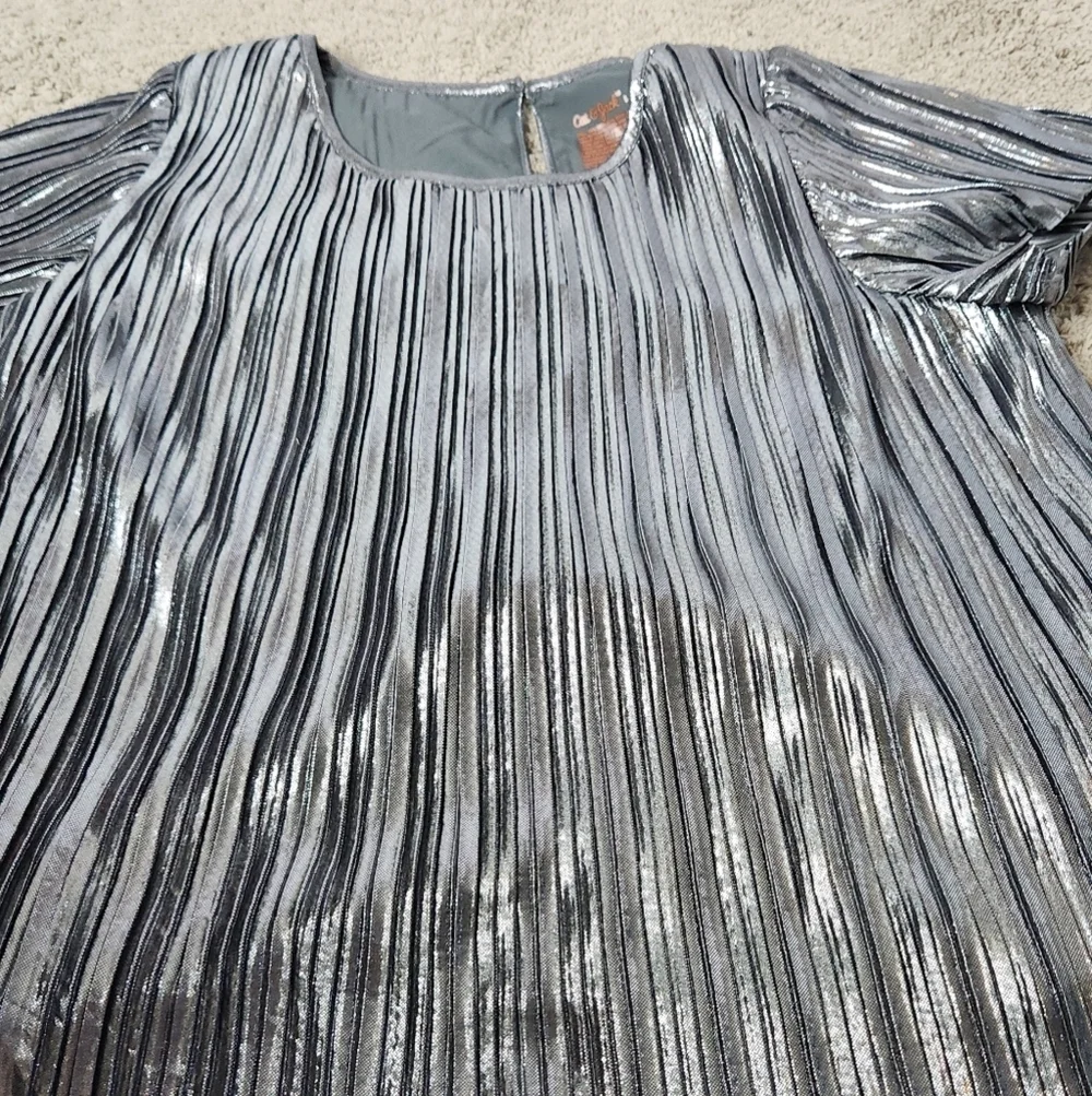 Girls' Short Sleeve Pleated Party Top - Cat & Jack Gunmetal Gray L